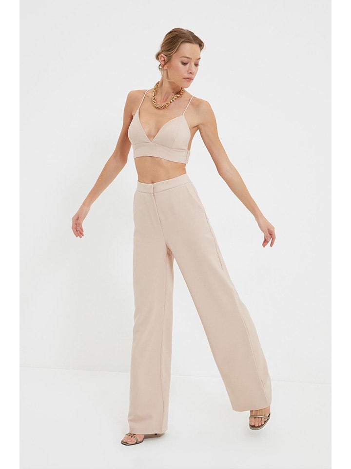 trendyol Spodnie w kolorze beżowym rozmiar: 40
