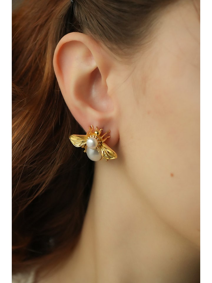 L'Atelier de Gaia Pozłacane kolczyki-wkrętki z perłami rozmiar: onesize