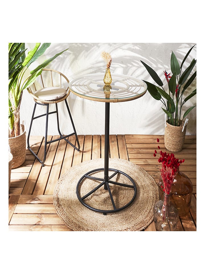 Garden Spirit Stolik ogrodowy "Surabay" w kolorze jasnobrązowo-czarnym - wys. 100 x Ø 65 cm rozmiar: onesize