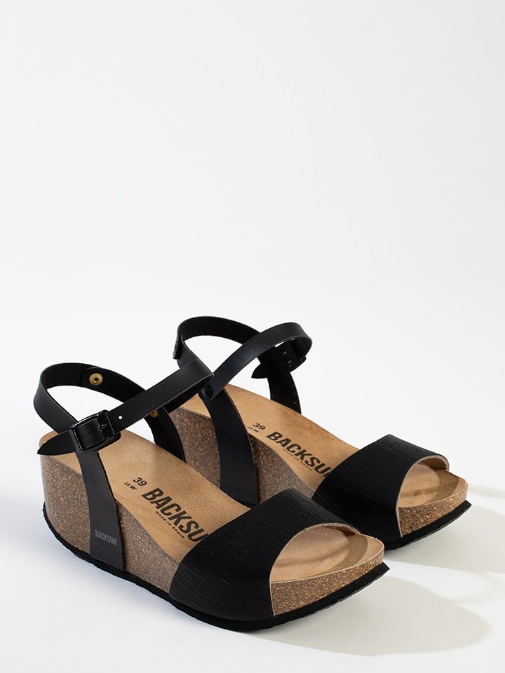 BACKSUN Sandały "Hongkong" w kolorze czarnym na koturnie rozmiar: 40