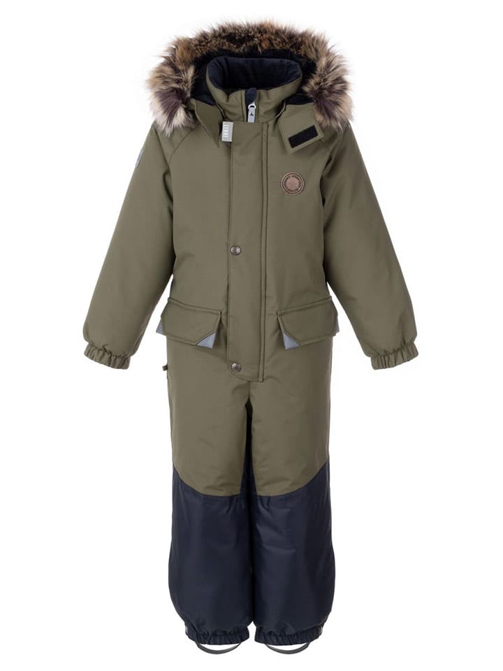 LENNE Kombinezon zimowy "Kert" w kolorze oliwkowo-granatowym rozmiar: 98