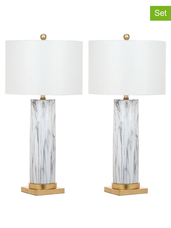 Safavieh Lampy stołowe LED (2 szt.) w kolorze biało-czarnym - wys. 79 x Ø 38 cm rozmiar: onesize