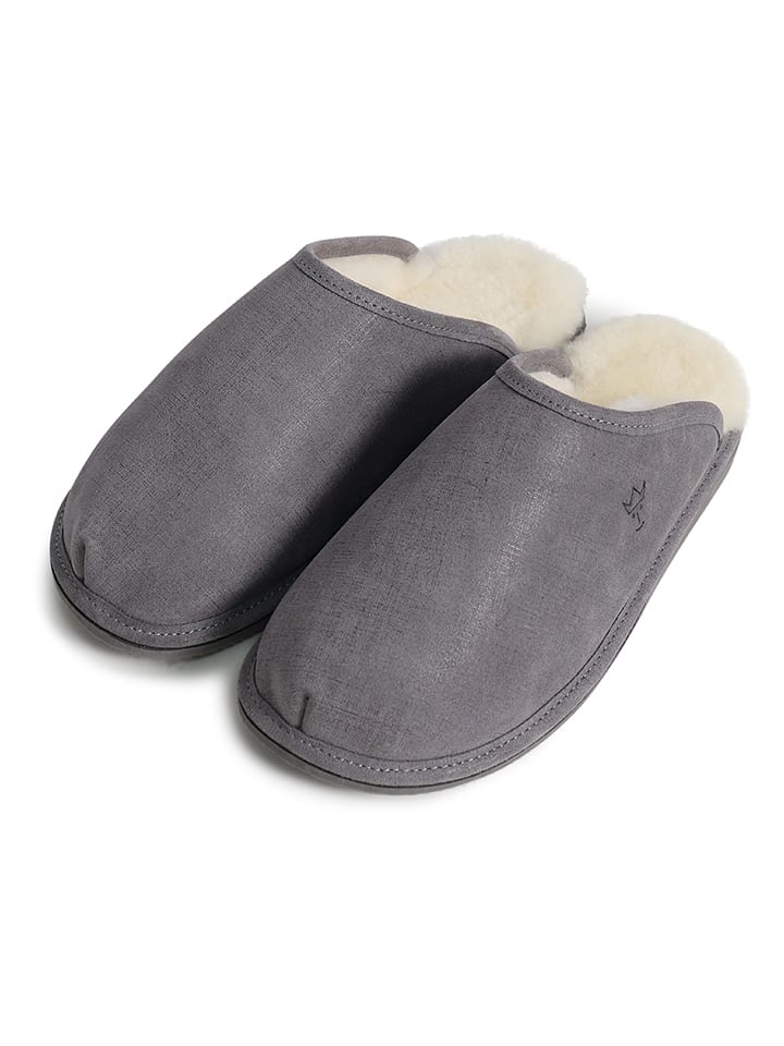 Kaiser Naturfellprodukte Kapcie wełniane "Toni" w kolorze szarym rozmiar: 45