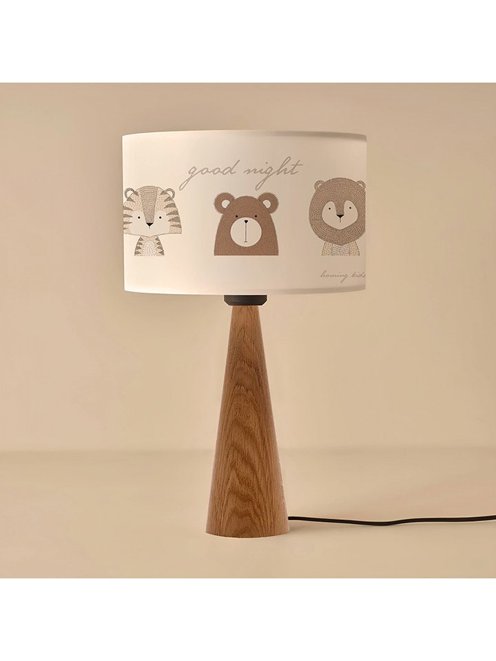 ABERTO DESIGN Lampa stołowa w kolorze biało-jasnobrązowym - wys. 38 x Ø 24 cm rozmiar: onesize