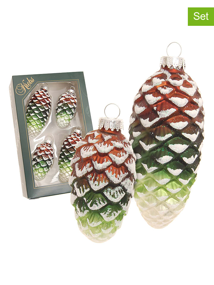 Krebs Glas Lauscha Ozdoby choinkowe (4 szt.) w kolorze jasnobrązowo-zielonym rozmiar: onesize