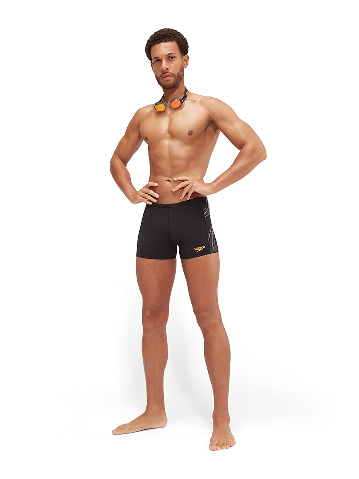 Speedo Kąpielówki "Eco+ Tech" w kolorze czarno-pomarańczowo-błękitnym rozmiar: 4