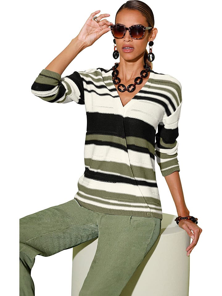 WITT WEIDEN Sweter w kolorze biało-oliwkowym rozmiar: 38