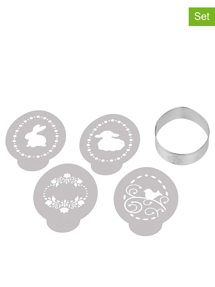 Dr. Oetker 5-częściowy zestaw w kolorze srebrno-białym do pieczenia rozmiar: onesize