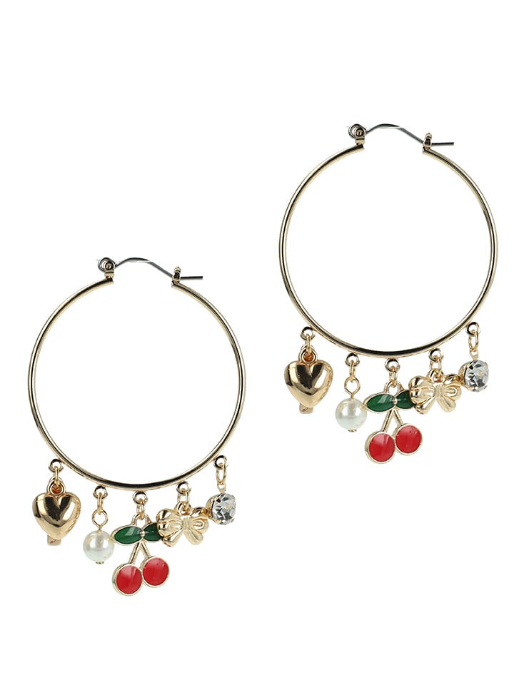 ivy Pozłacane kolczyki-kreole z perłami i kryształami rozmiar: onesize