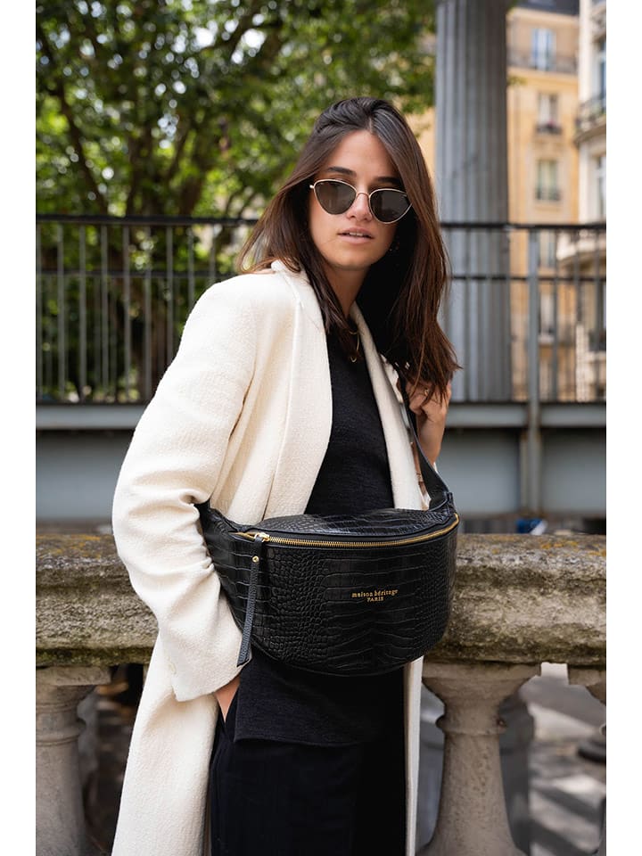 maison héritage PARIS Skórzana saszetka "Rachel Croco" w kolorze czarnym - 34 x 17 cm rozmiar: onesize