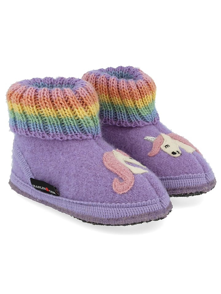 HAFLINGER Kapcie w kolorze fioletowym ze wzorem rozmiar: 24