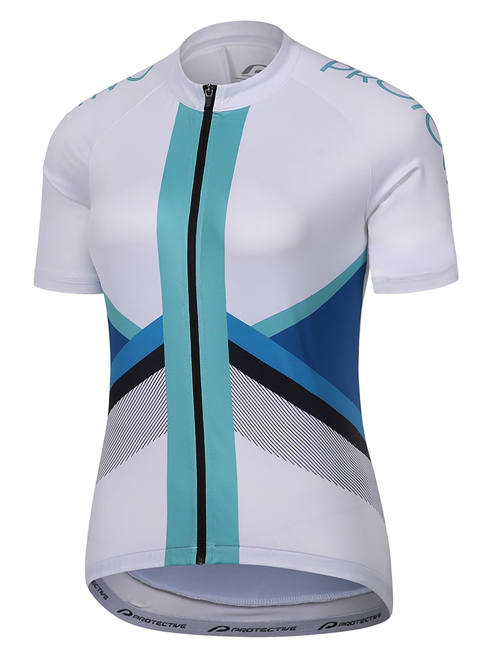 Koszulka kolarska "Subway Sue" w kolorze biało-niebieskim