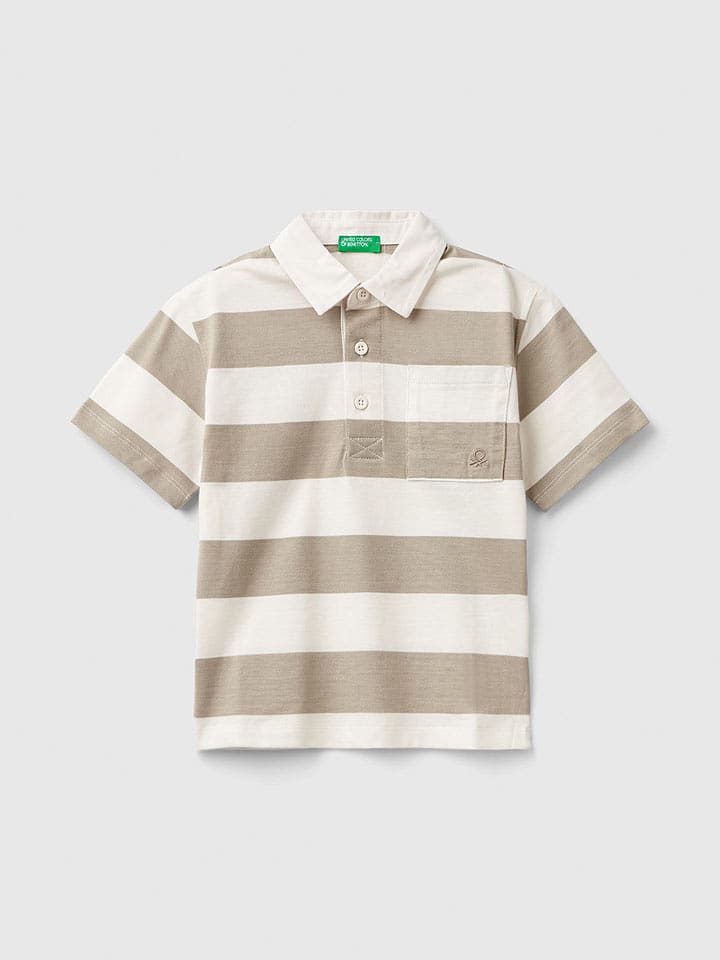 Benetton Koszulka polo w kolorze beżowo-białym rozmiar: 82