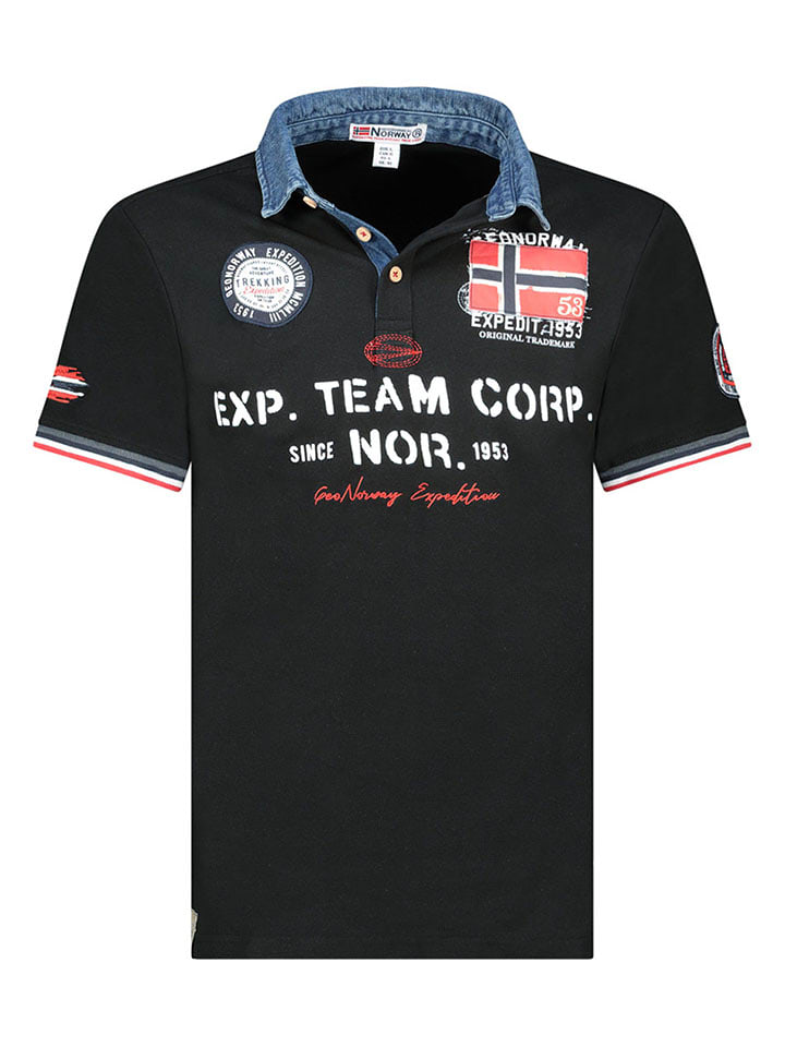 Geographical Norway Koszulka polo "Koptaine" w kolorze czarnym rozmiar: M