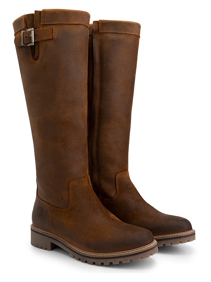 Skórzane kozaki "Daneborg" w kolorze jasnobrązowym