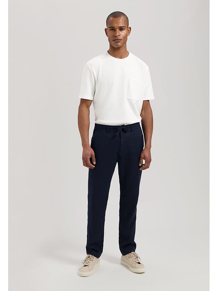 DSTREZZED Lniane spodnie chino w kolorze granatowym rozmiar: W30