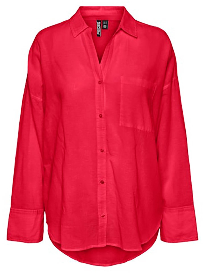 Pieces Bluzka "Mainka" w kolorze czerwonym rozmiar: M