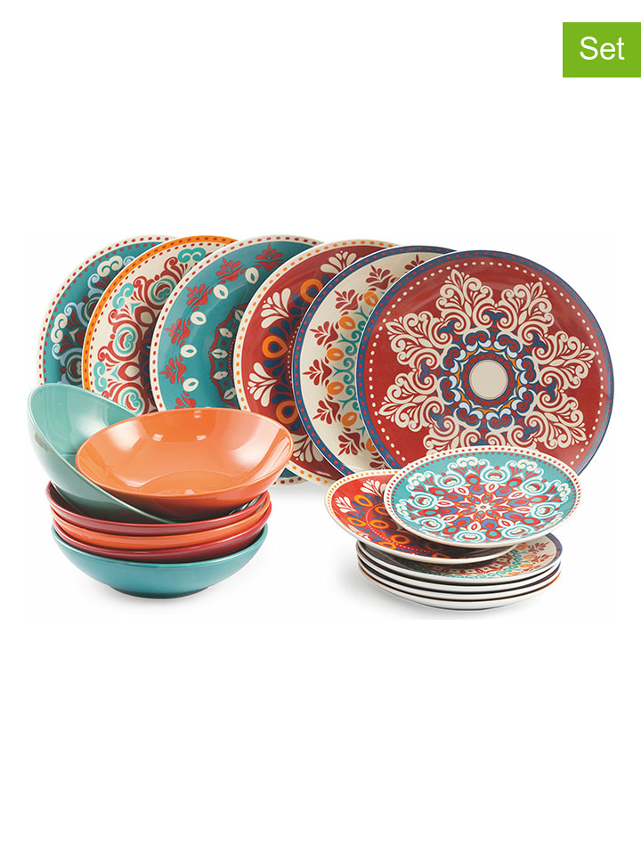 Villa d´Este 18-częściowy zestaw talerzy "Shiraz" ze wzorem rozmiar: onesize