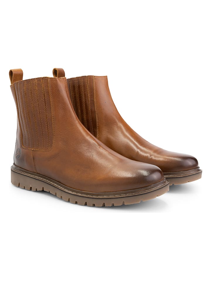 Skórzane sztyblety "Ruca" w kolorze jasnobrązowym