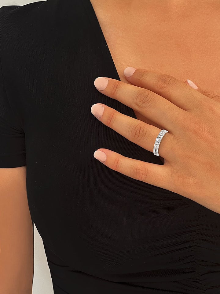 Les Petites Précieuses Srebrny pierścionek z cyrkoniami rozmiar: 50