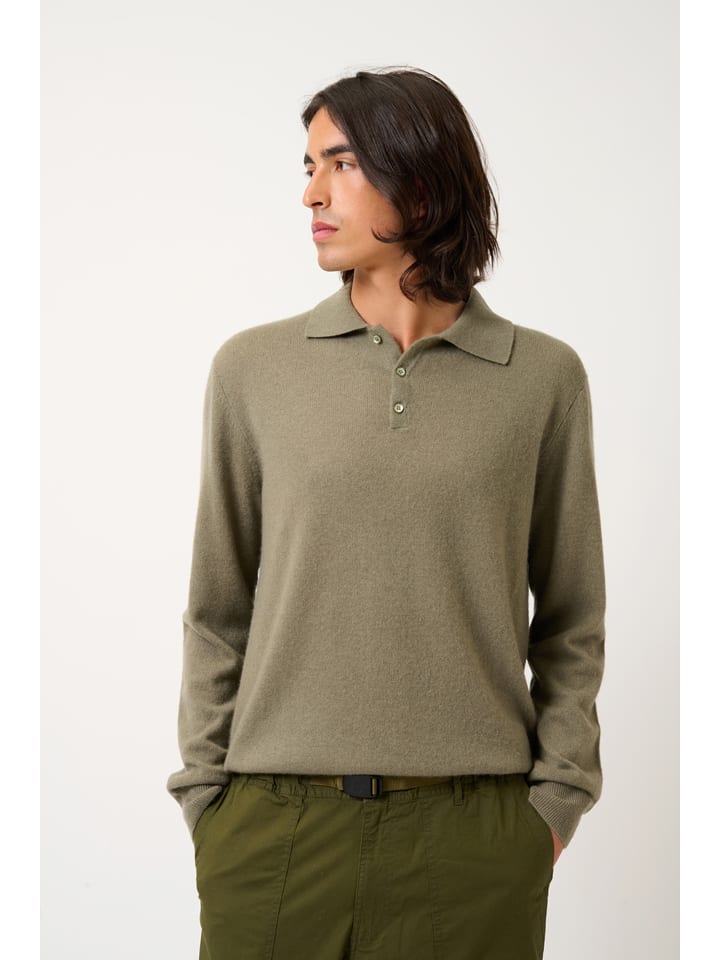 AUTHENTIC CASHMERE Kaszmirowy sweter "Charvet" w kolorze oliwkowym rozmiar: L