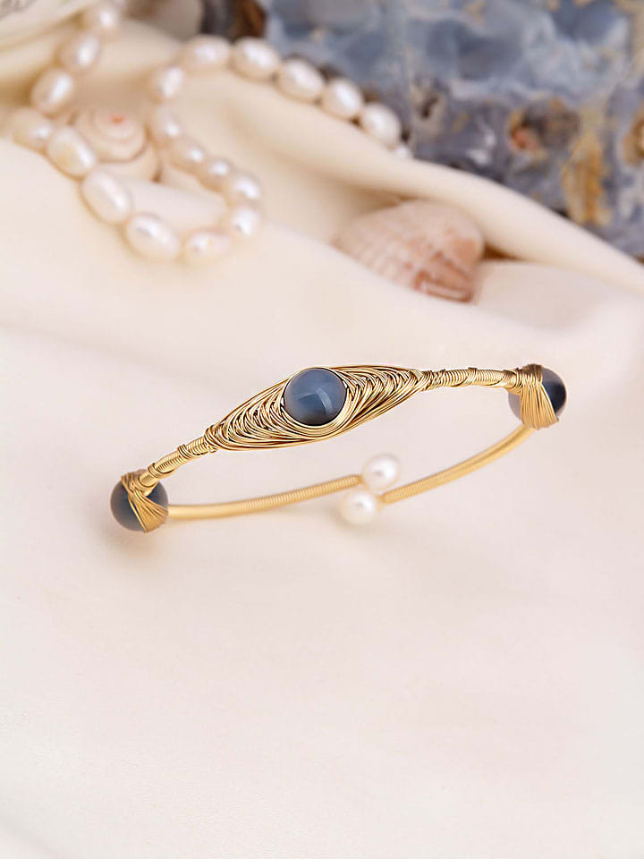 Pierres de Jade Pozłacana bransoletka z perłami i ametystami rozmiar: onesize