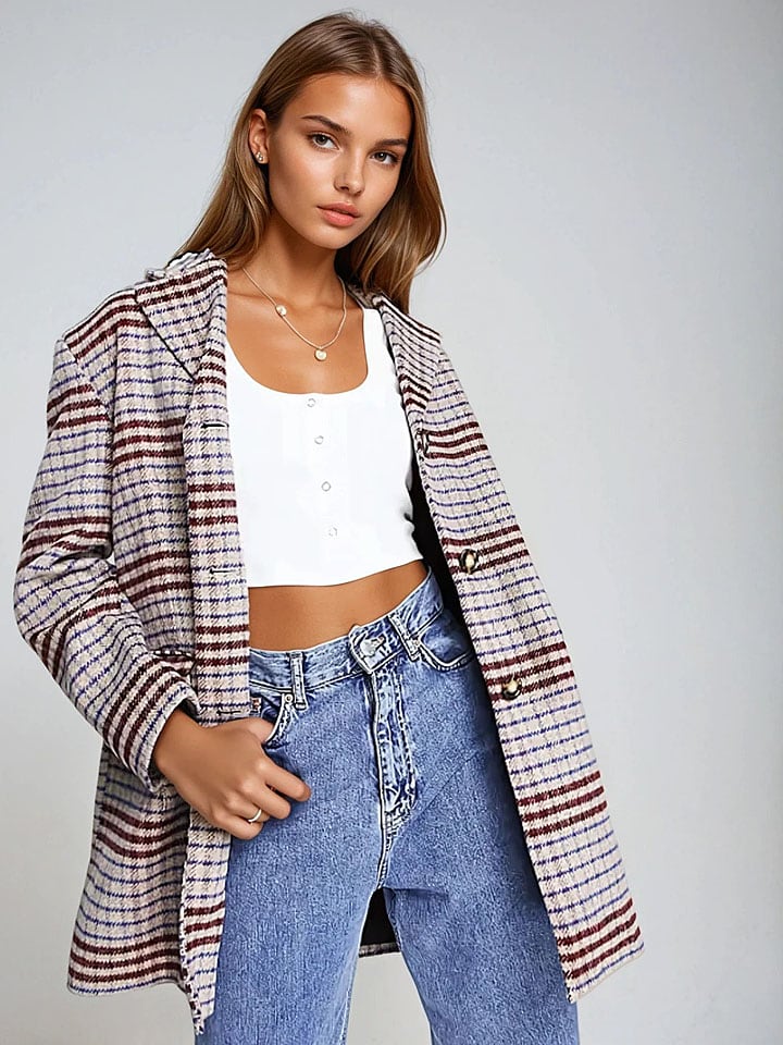 Monki Blezer w kolorze ciemnobrązowo-kremowym rozmiar: XS