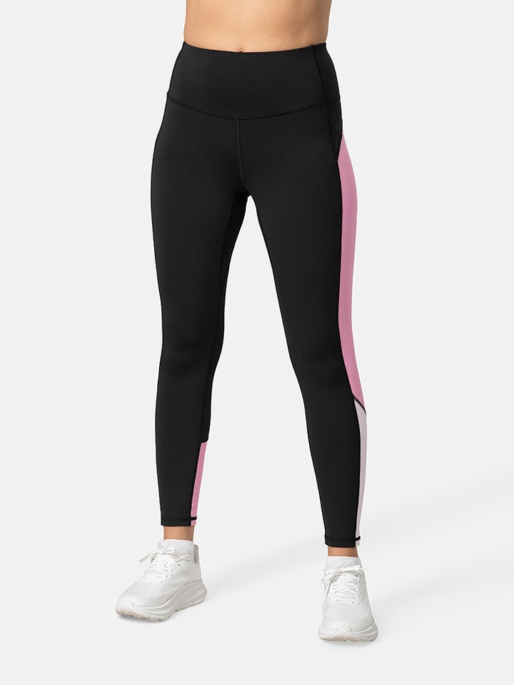 KARI TRAA Legginsy sportowe "Molly" w kolorze czarno-jasnoróżowym rozmiar: XS