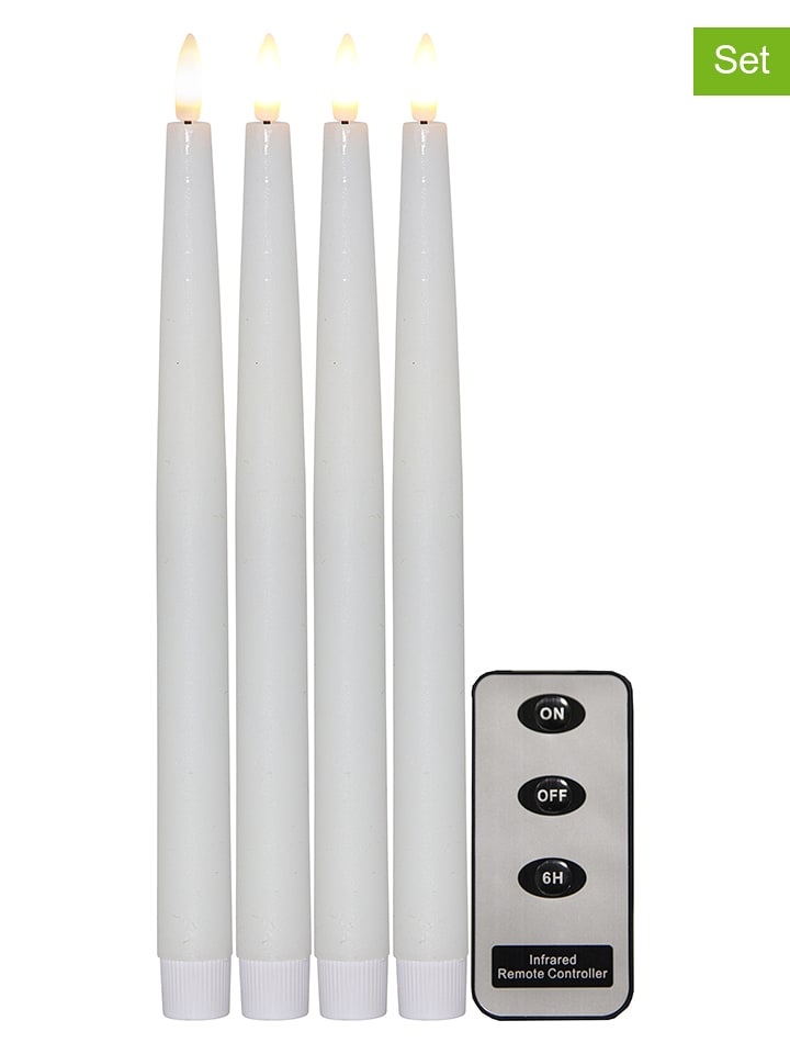 STAR Trading Świece LED (4 szt.) w kolorze białym - wys. 28,5 cm rozmiar: onesize