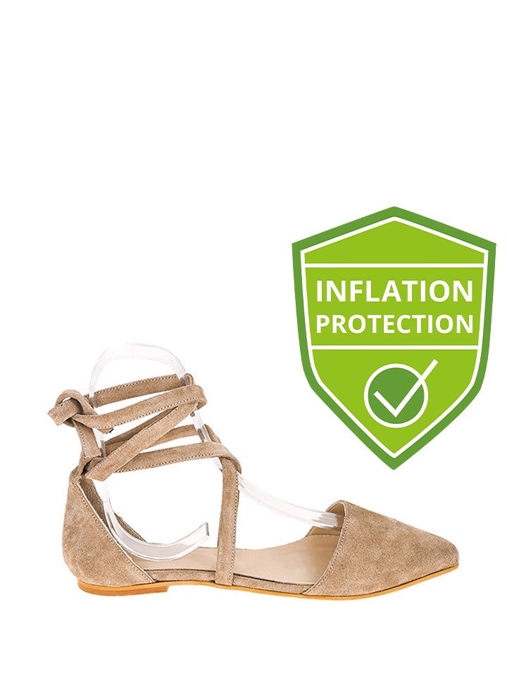 Lizza Shoes Skórzane baleriny w kolorze beżowym rozmiar: 37