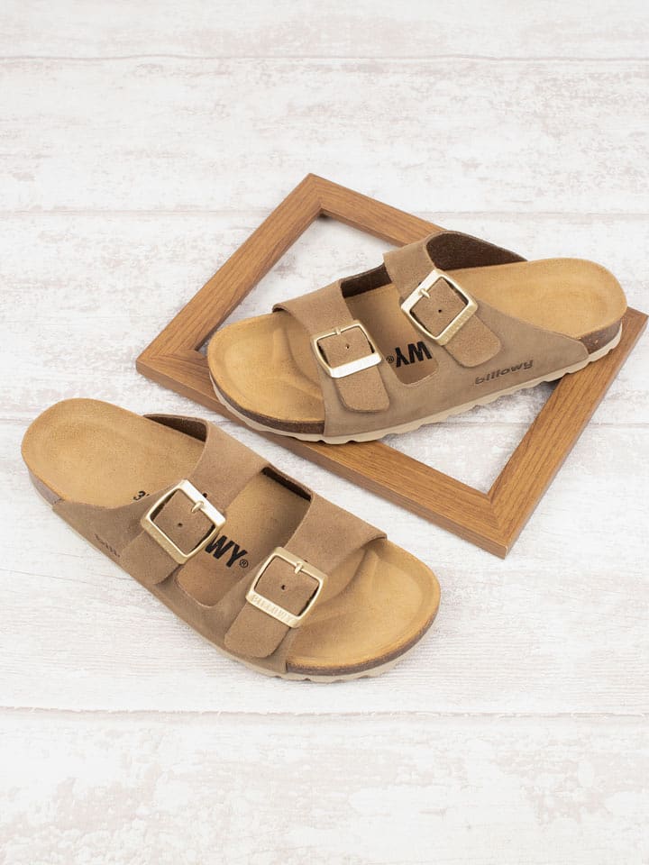 billowy Skórzane klapki w kolorze brązowym rozmiar: 41