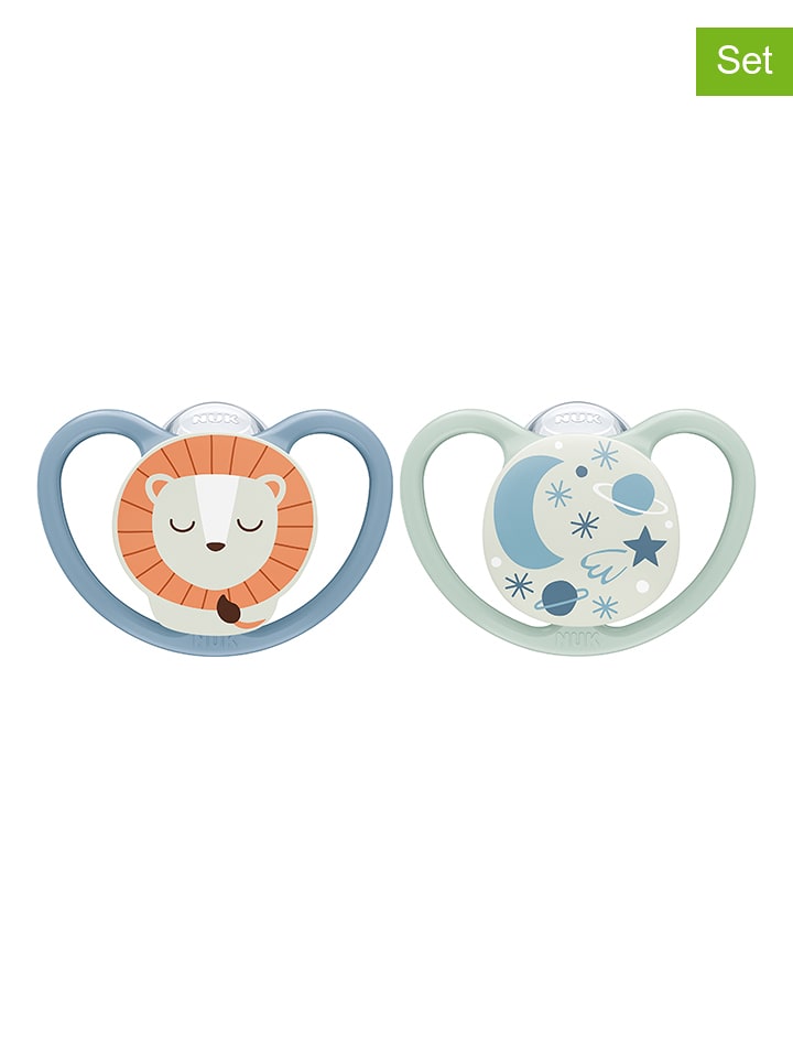 NUK Smoczki (4 szt.) "Space" w kolorze niebiesko-turkusowym rozmiar: 3