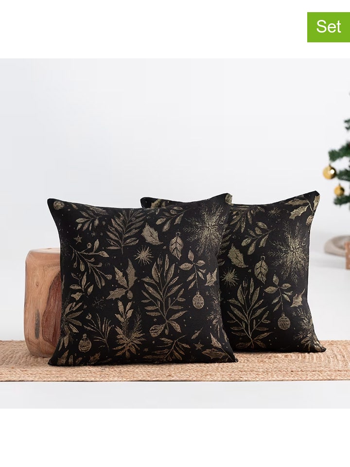 GAMUSI Poszewki (2 szt.) "Flenor" w kolorze złoto-czarnym na poduszkę rozmiar: 45x45 cm