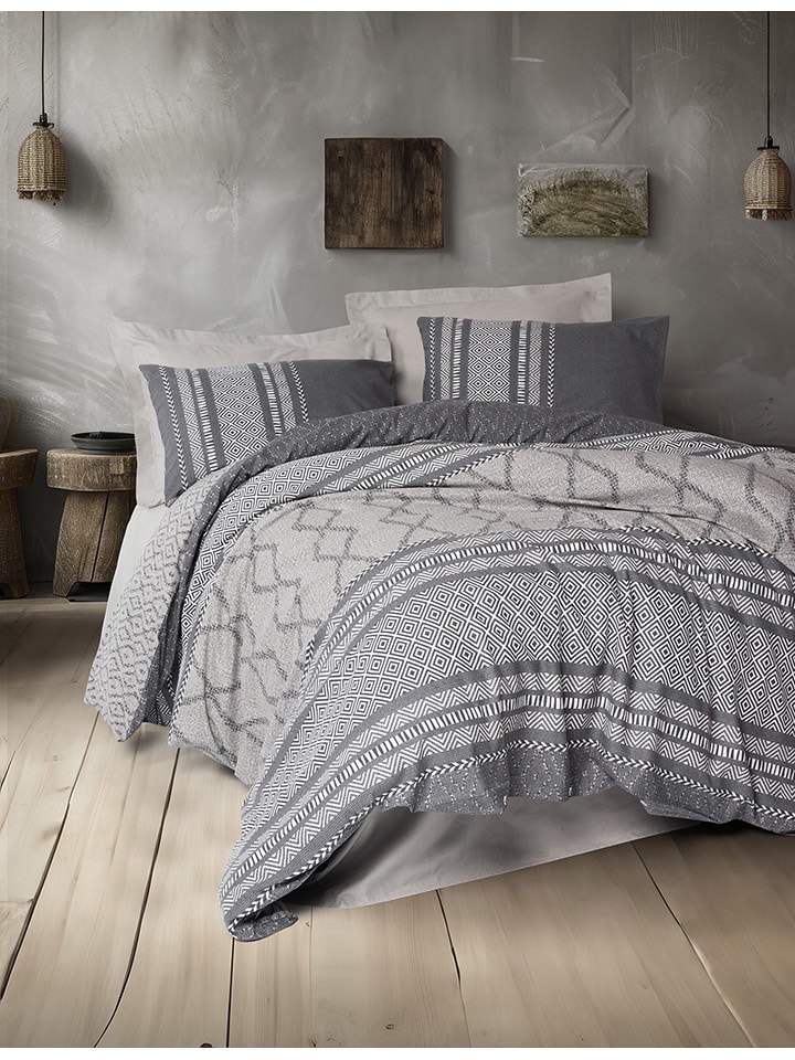 Colourful Cotton Komplet pościeli renforcé "Tonnia" w kolorze szarym rozmiar: 155x220 cm