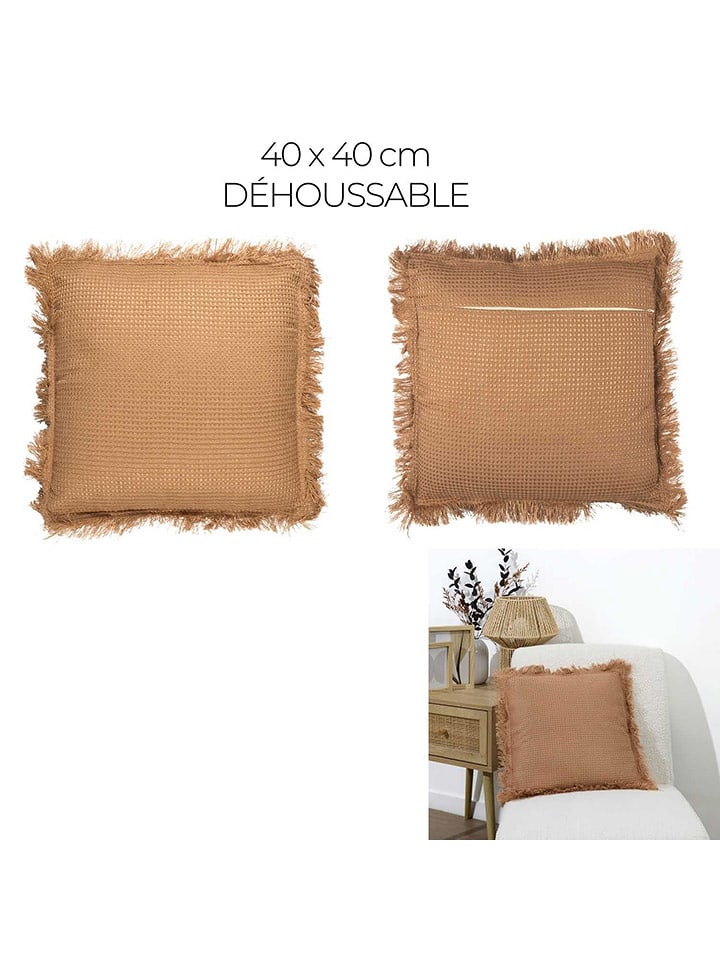 Garden Spirit Poduszka "Gaufre" w kolorze musztardowym - 40 x 40 cm rozmiar: onesize