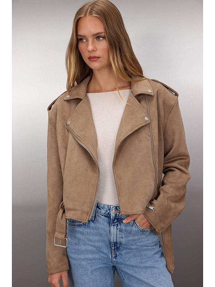 trendyol Kurtka w kolorze jasnobrązowym ze skóry syntetycznej rozmiar: M