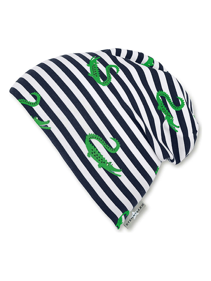 Czapka beanie w kolorze biało-granatowym