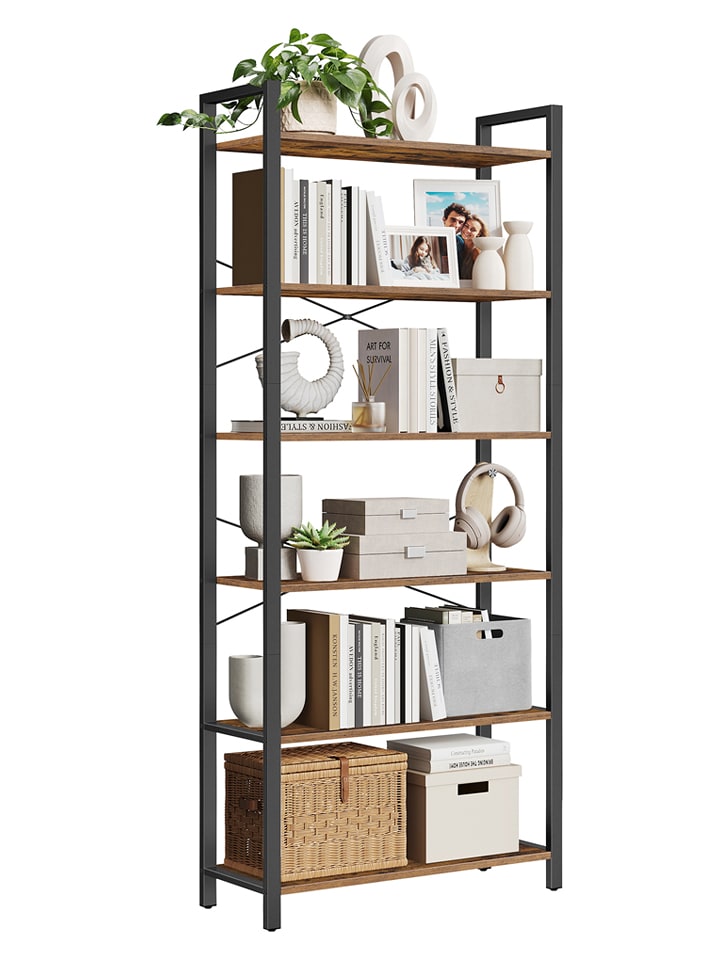 VASAGLE Regał stojący w kolorze jasnobrązowo-czarnym - 80 x 186 x 30 cm rozmiar: onesize