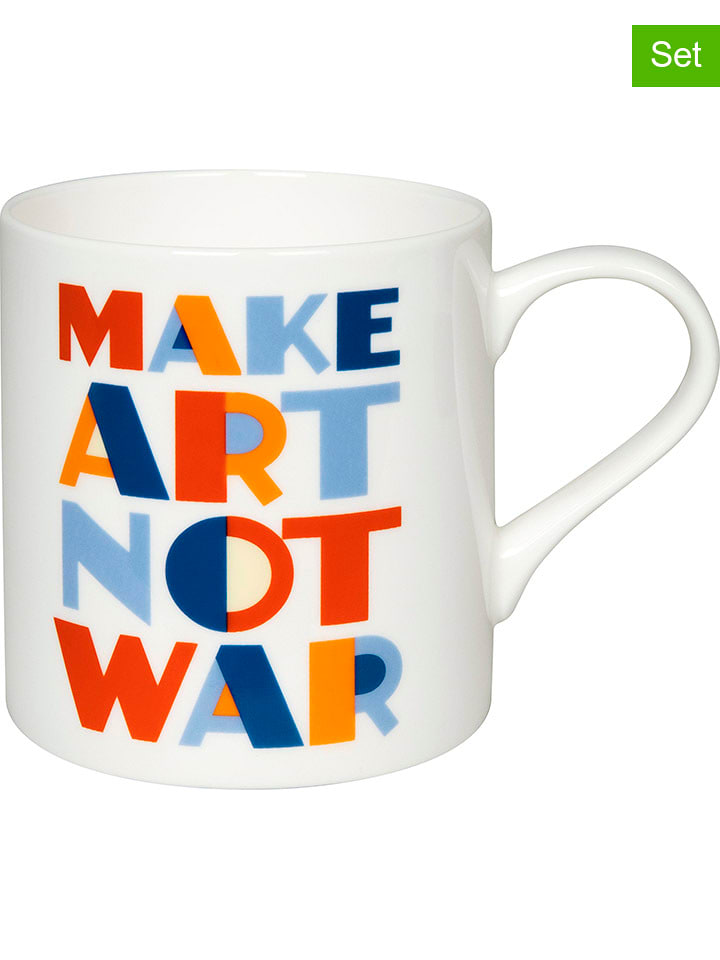 Könitz Kubki (2 szt.) "Make Art Not War" w kolorze białym ze wzorem - 385 ml rozmiar: onesize