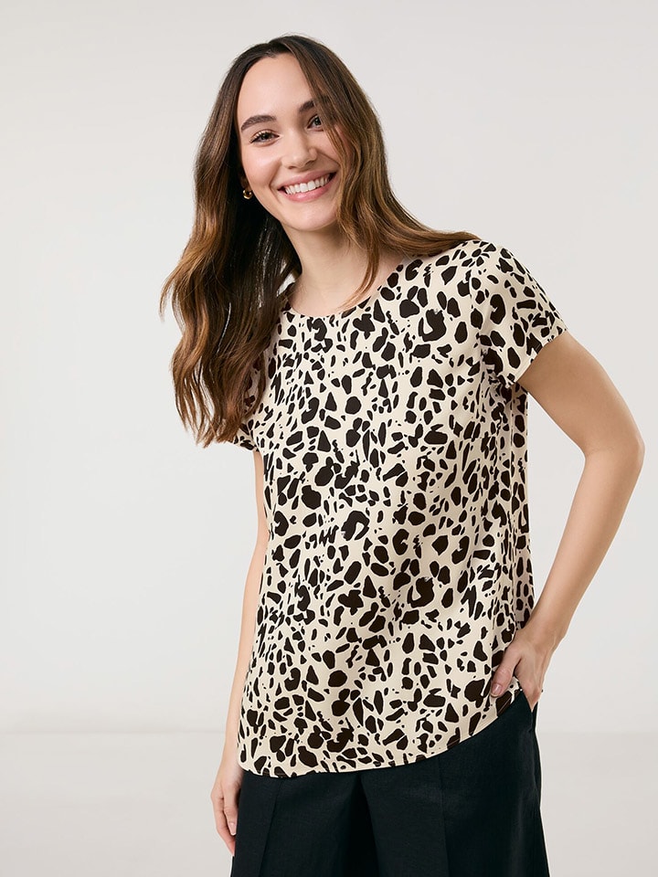 TAIFUN Bluzka w kolorze beżowo-czarnym rozmiar: 40