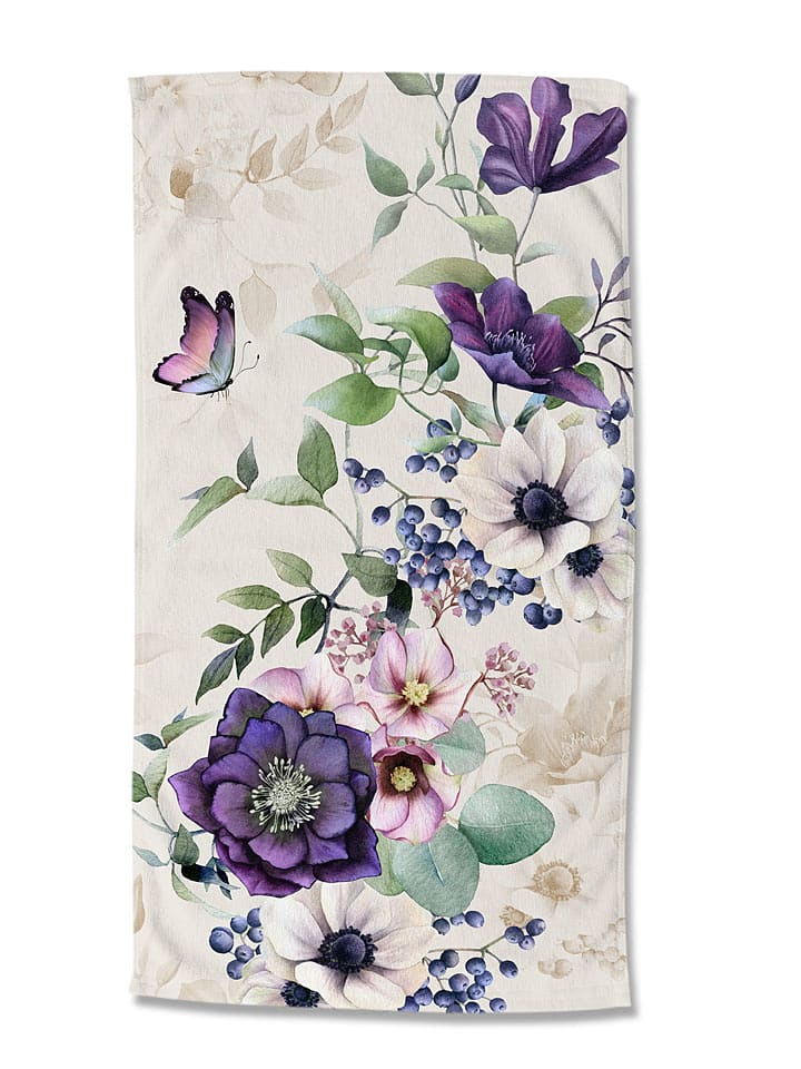 Good Morning Ręcznik plażowy "Dinda" w kolorze kremowo-fioletowym rozmiar: 100x180 cm