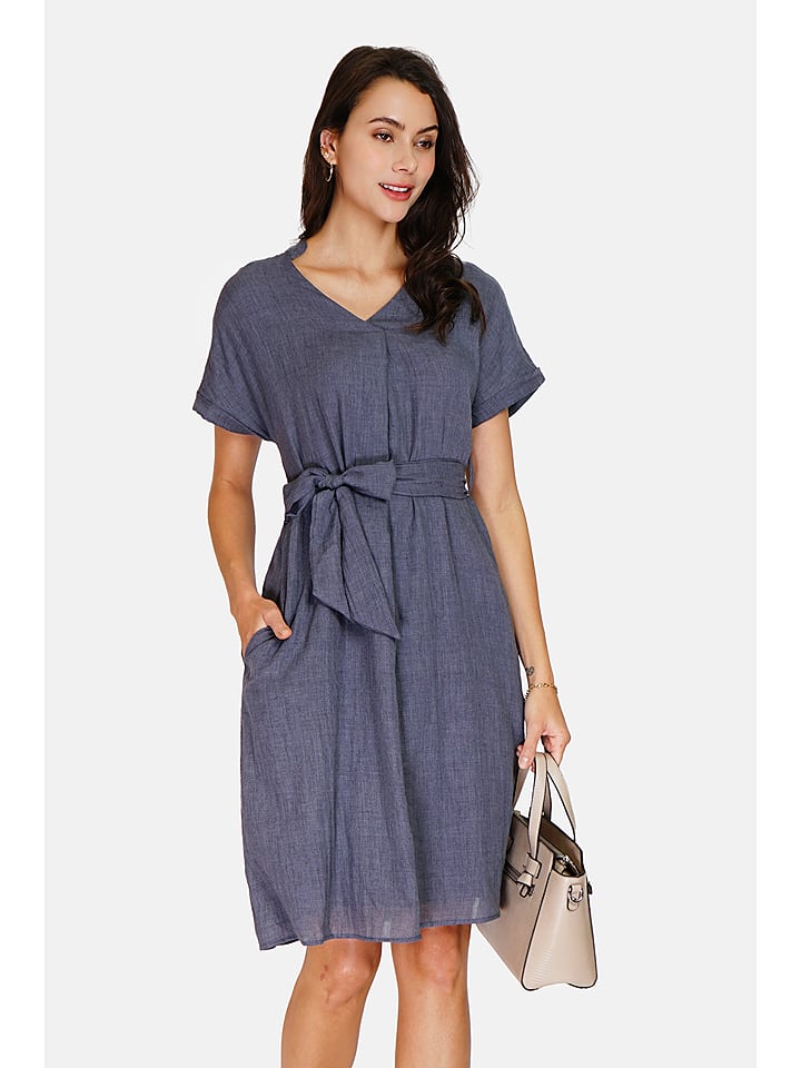 Le Jardin du Lin Lniana sukienka w kolorze granatowym rozmiar: 38