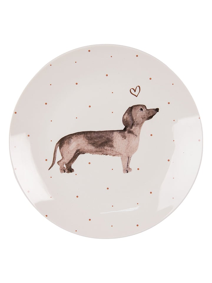 Clayre & Eef Talerzyk deserowy w kolorze kremowym - Ø 20 cm rozmiar: onesize