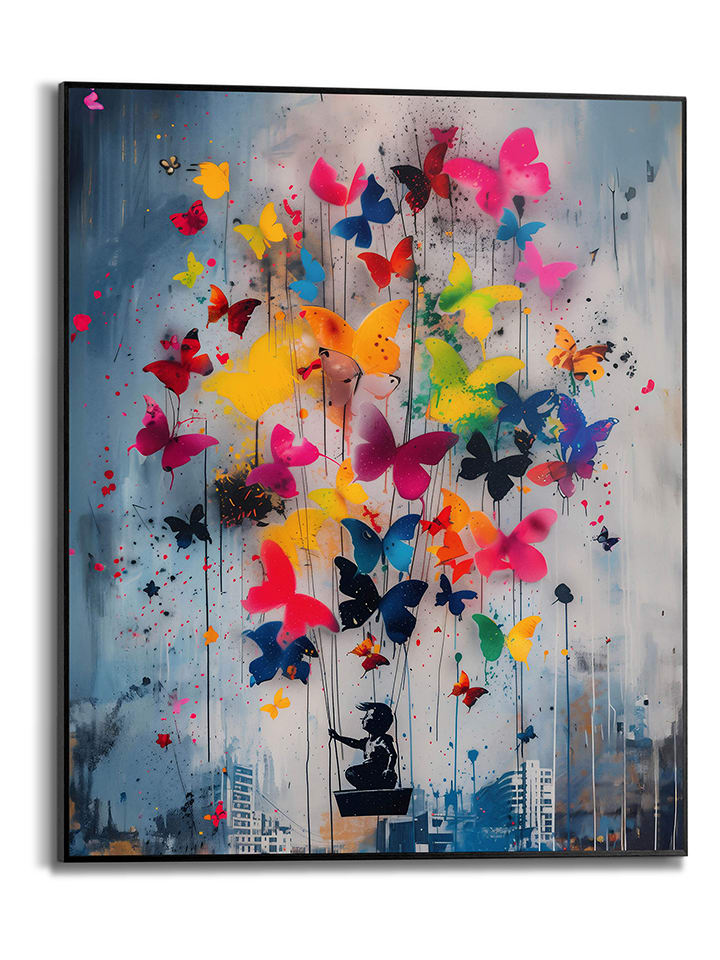 Orangewallz Druk artystyczny "Bright Butterflies" w ramce rozmiar: 40x50 cm
