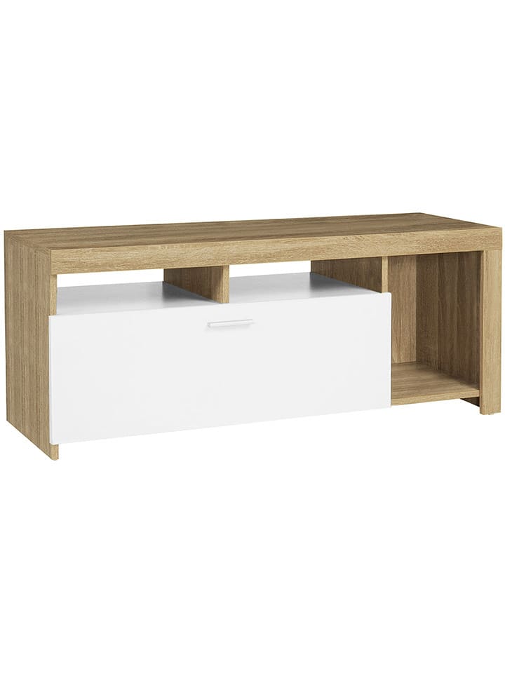 IDOMYA Essentials Szafka RTV "Maryse" w kolorze biało-jasnobrązowym - 110 x 45 x 40 cm rozmiar: onesize