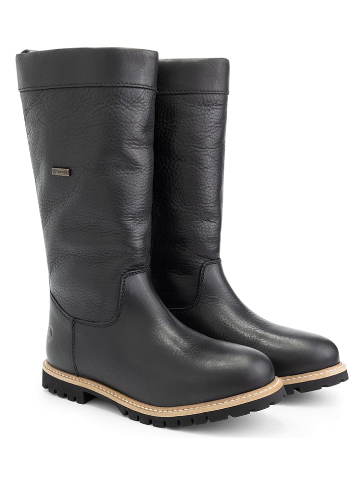 Skórzane kozaki "Storslett" w kolorze czarnym