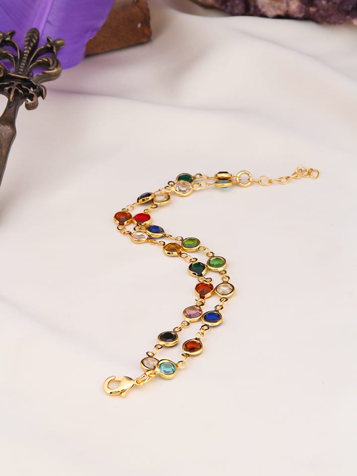 L'Atelier de Gaia Pozłacana bransoletka z kryształami rozmiar: onesize