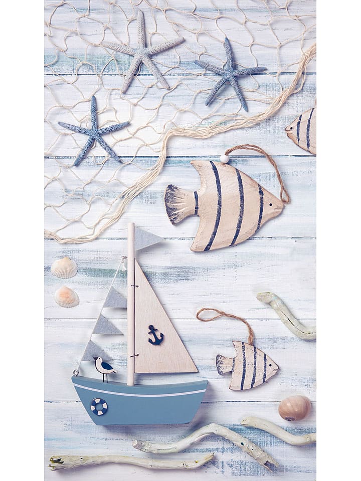 Good Morning Ręcznik plażowy "Maritim" w kolorze kremowo-niebieskim rozmiar: 100x180 cm