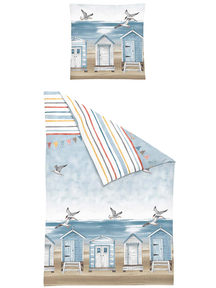 Bierbaum Komplet pościeli w kolorze biało-niebieskim z kory rozmiar: 135x200 cm