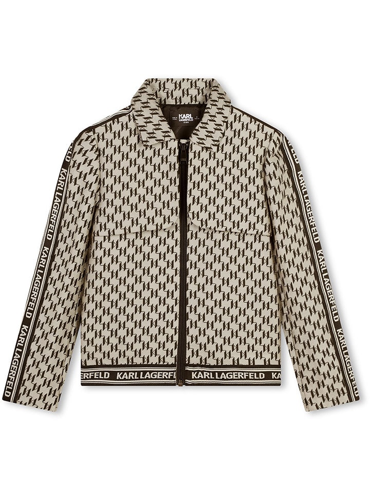 Karl Lagerfeld Kids Kurtka koszulowa w kolorze kremowo-ciemnobrązowym rozmiar: 176